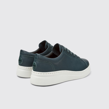 Back view of Runner Up Green Leather Sneaker for Women