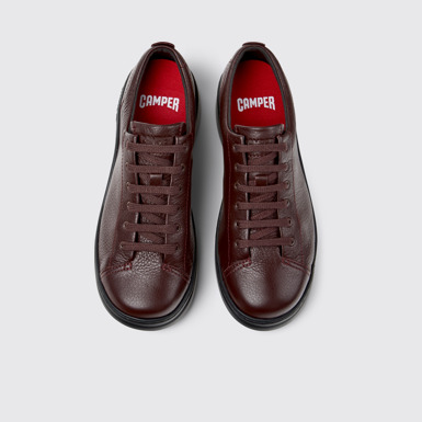 Overhead view of Runner Up Burgundy Leather Sneakers for Women.