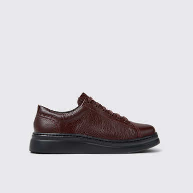 Side view of Runner Up Burgundy Leather Sneakers for Women.