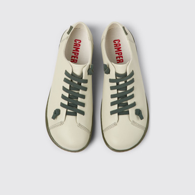 Overhead view of Peu Gray leather shoes for women