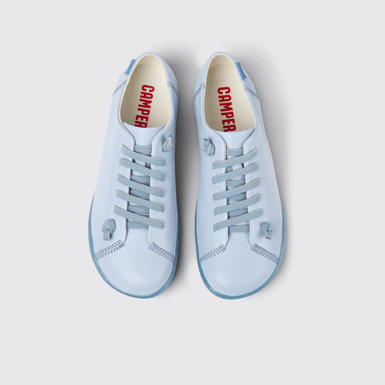 Overhead view of Peu Blue leather shoes for women