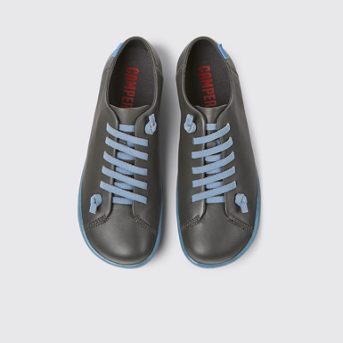 Overhead view of Peu Dark gray and blue leather shoes for women