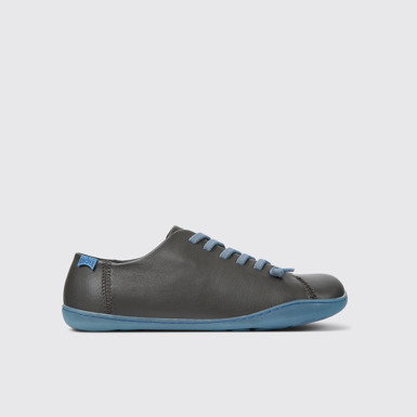 Side view of Peu Dark gray and blue leather shoes for women