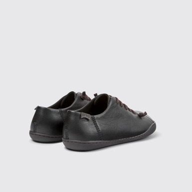 Back view of Peu Black Leather Shoes for Women.