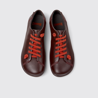 Peu Zapatos de piel burdeos para mujer.