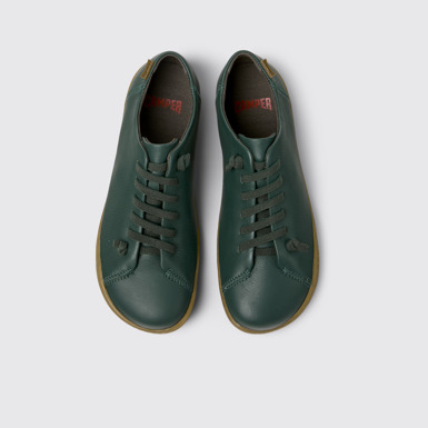 Overhead view of Peu Green Leather Shoes for Women.