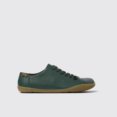 Side view of Peu Green Leather Shoes for Women.
