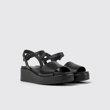 Front view of Misia Black women's sandal
