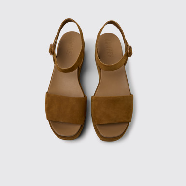 Overhead view of Misia Brown nubuck sandals for women