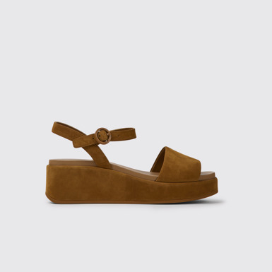 Side view of Misia Brown nubuck sandals for women