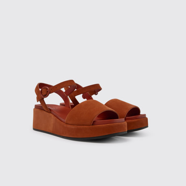 Front view of Misia Red nubuck sandals for women
