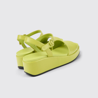 Back view of Misia Green leather sandals for women