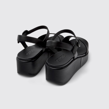 Misia Schwarze Damensandalen aus Leder mit Doppelriemen