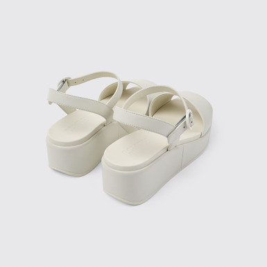 Back view of Misia White Leather 2-Strap Sandal for Women