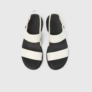 Overhead view of Edy White Leather Sandal for Women