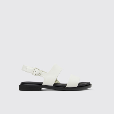 Side view of Edy White Leather Sandal for Women