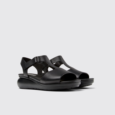 Front view of Balloon Black women’s T-strap sandal