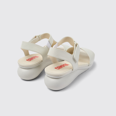 Back view of Balloon White leather sandals for women