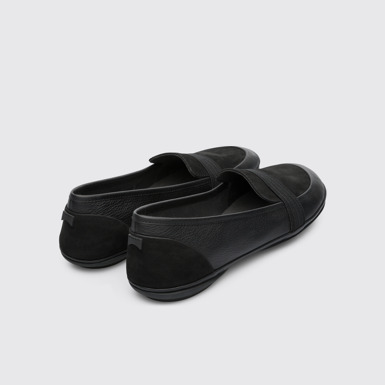 Back view of Right Black moccasin for women