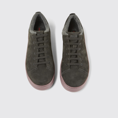 Overhead view of Runner Up Dark grey nubuck sneakers