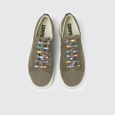 Overhead view of Runner Up Brown-gray nubuck sneakers for women