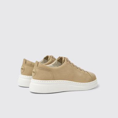 Back view of Runner Up Beige leather sneakers for women