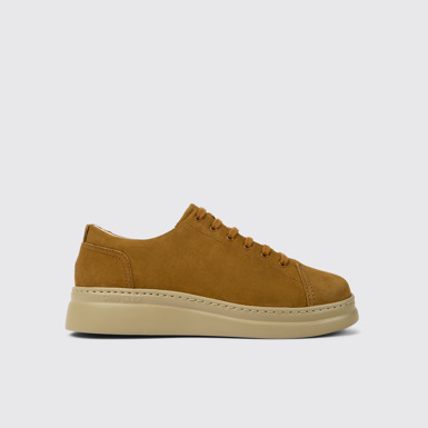 Side view of Runner Up Brown nubuck sneakers for women