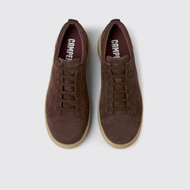 Overhead view of Runner Up Brown nubuck sneakers for women