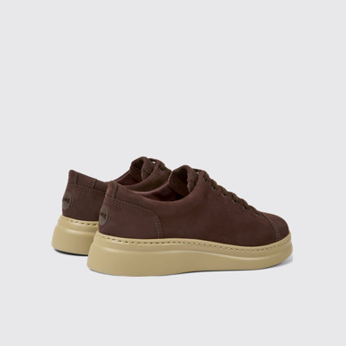 Back view of Runner Up Brown nubuck sneakers for women