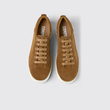 Overhead view of Runner Up Brown nubuck sneakers for women