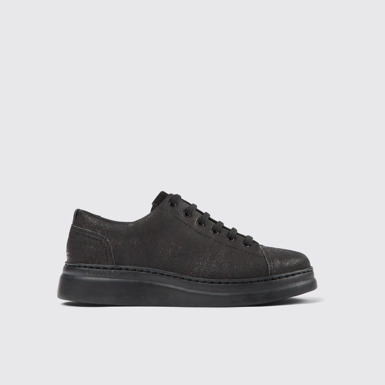 Side view of Runner Up Multicolored recycled leather sneakers for women