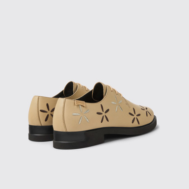 Back view of Twins Beige leather shoes for women