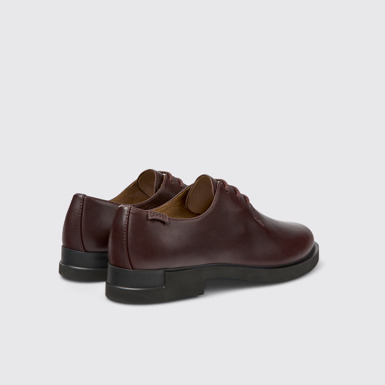 Back view of Iman Burgundy leather shoes for women
