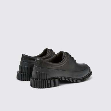 Back view of Pix Black Leather Shoes for Women.