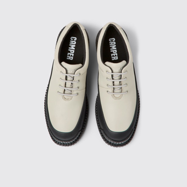 Overhead view of Pix Black and gray leather shoes for women