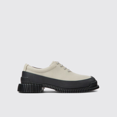 Side view of Pix Black and gray leather shoes for women