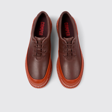 Overhead view of Pix Red and brown shoes for women