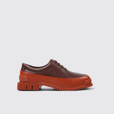 Side view of Pix Red and brown shoes for women