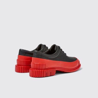 Back view of Pix Black and red leather lace-up shoes for women