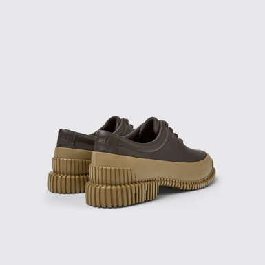 Back view of Pix Brown leather lace-up shoes for women