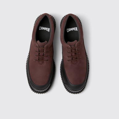 Overhead view of Pix Burgundy Nubuck and Leather Shoes for Women.
