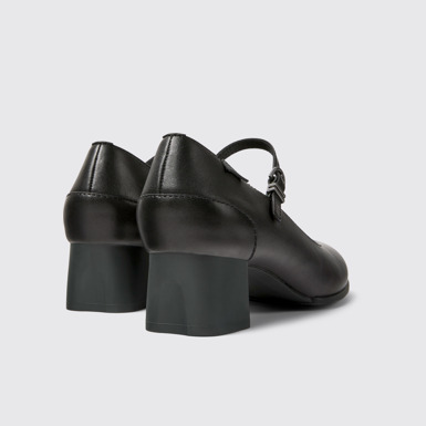 Back view of Katie Black Leather Shoes for Women.