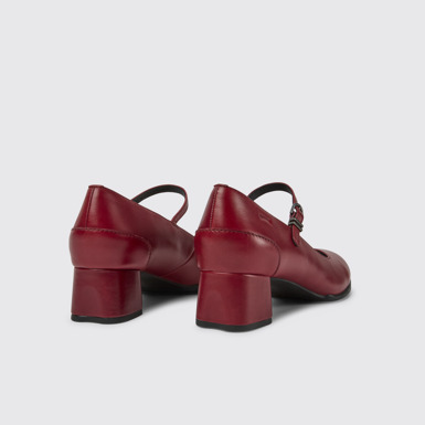 Back view of Katie Red Leather Shoes for Women.