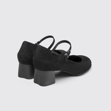 Back view of Katie Black nubuck Mary Jane heels