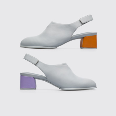 Side view of Twins Women’s semi-open light gray Mary Jane