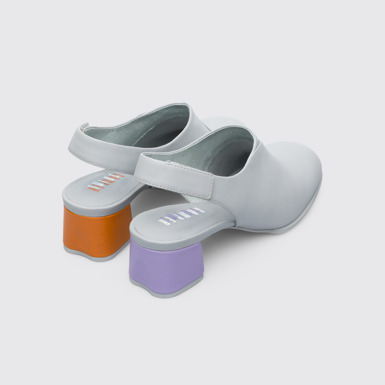 Back view of Twins Women’s semi-open light gray Mary Jane