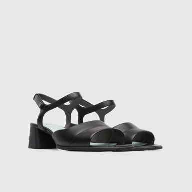Front view of Katie Black Sandals for Women
