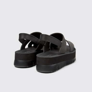Back view of Oruga Up Black Sandal for Women