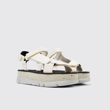Front view of Oruga Up White sandal for women