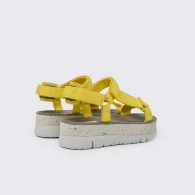Back view of Oruga Up Yellow recycled PET sandals for women